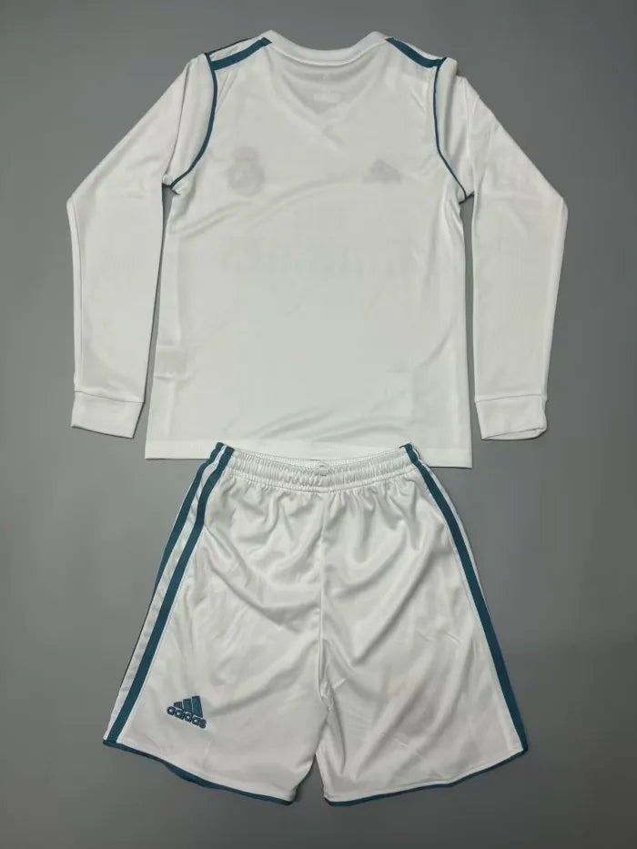 ריאל מדריד חולצת בית ארוכה רטרו 2017/18 ילדים כולל מכנס